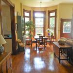 Eating area in bay window adjacent to family room.